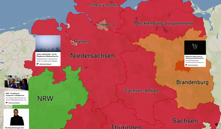 Neu: Interaktive Landkarte Pflegekammern