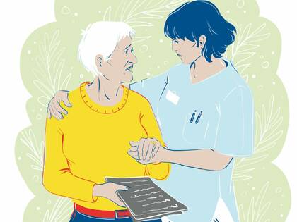 Krankenschwester Corinna Kohröde-Warnken begleitet ehrenamtlich Menschen in einem Hospiz und hilft ihnen, letzte Briefe an ihre Zugehörigen zu schreiben.