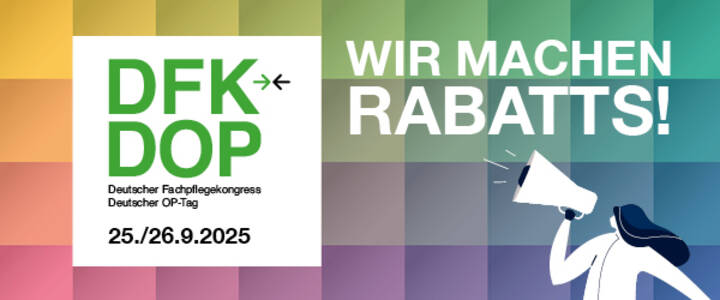 Beim Ticketkauf für den Deutschen Fachpflegekongress | OP-Tag am 25. und 26. September 2025 sparen.