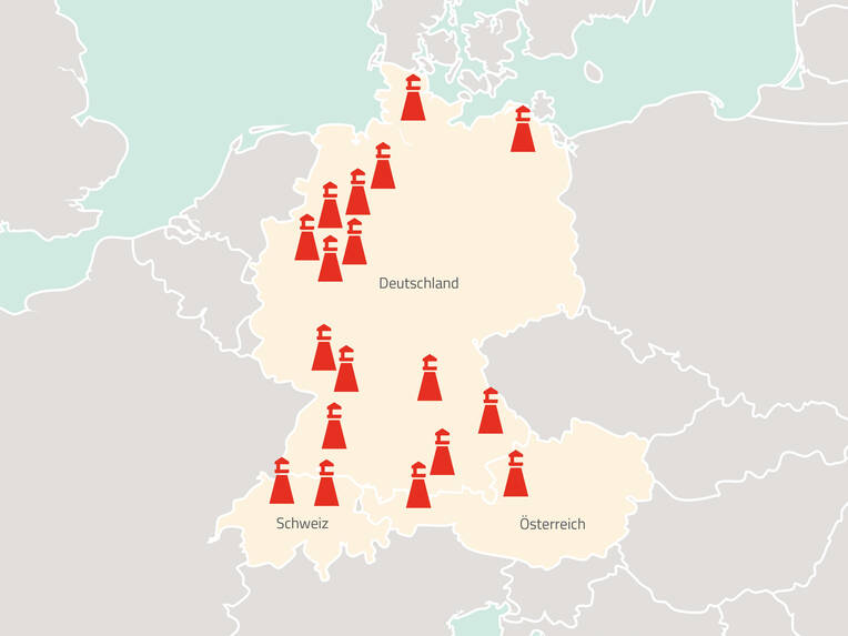 Das Delir-Netzwerk hat Leuchtturmprojekte zum Delirmanagement in einer interaktiven Netzwerkkarte zusammengestellt. 