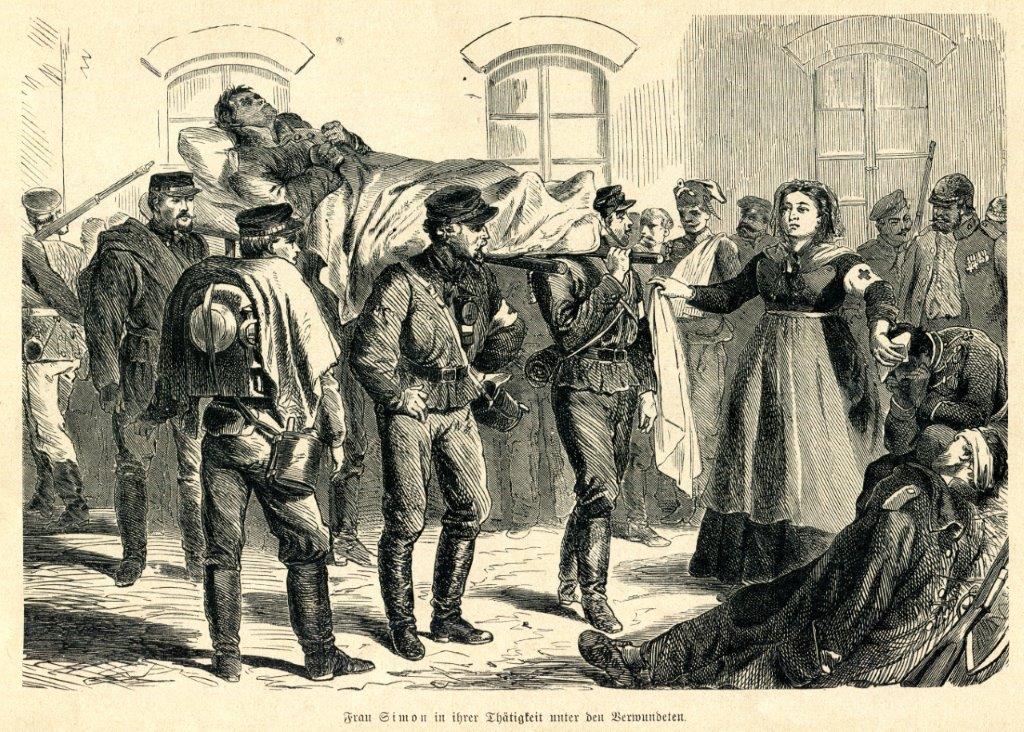 Versorgung der Verwundeten in Saarbrücken 1870/71.